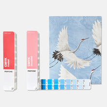Load image into Gallery viewer, Pantone  CMYK Guide Set Coated Uncoated GP5101C in use fan book