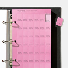 Load image into Gallery viewer, Pantone FHI Metallic Shimmers Colour Specifier FHIP410N product image open binder pink chips