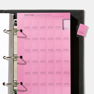 Pantone FHI Metallic Shimmers Colour Specifier FHIP410N product image open binder pink chips
